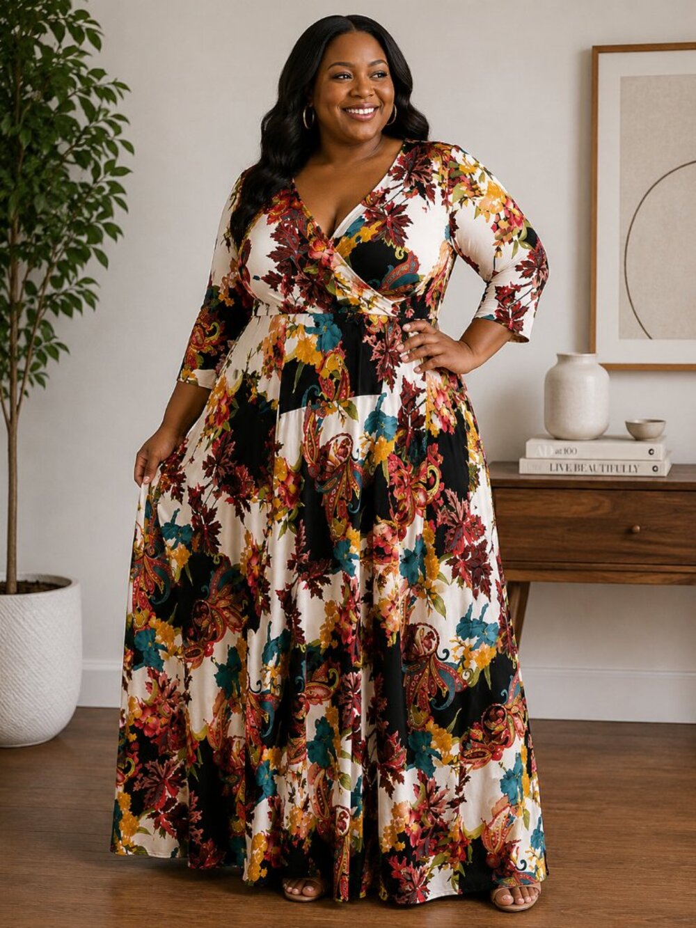 🌸 Vintage-inspired floral maxi dress with a gorgeous paisley print ✨